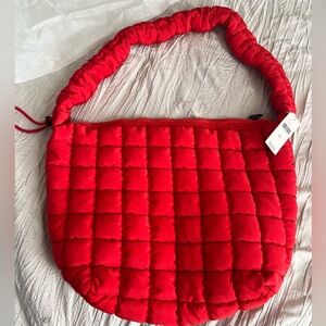 Anthropologie quilted - puffy bag with scrunchy handle- bright, roomy, fun! NWT